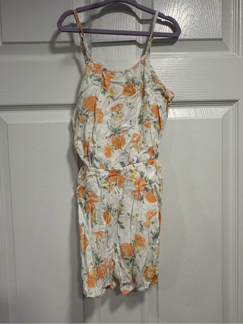 abercrombie kids White One-Piece Romper with Orange Floral Print